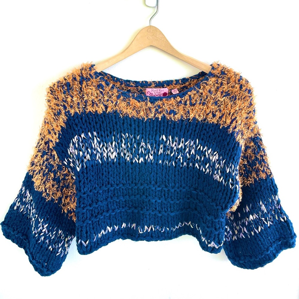 Anthropologie Chunky Hand Knit Cropped Sweater